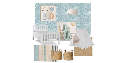 Soft Blue Floral Wallpaper for a Cozy Child’s Bedroom